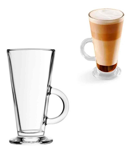 Taza Tarro De Vidrio Para Café Capuchino Crisa-266ml(4 Pzas)