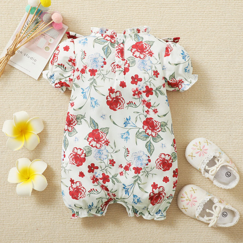 Mameluco Verano De Algodón Mono Bebé Con Estampado 0-24meses Blanco 3-6 M