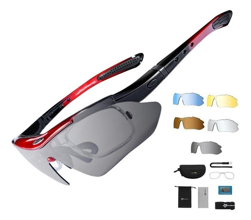 Lentes Ciclismo Rockbros Set 5 En 1 Polarizados Night Vision