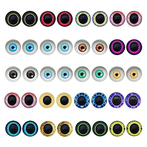 Ojos De Cristal Para Artesania Pupila Redonda 10pares 30mm