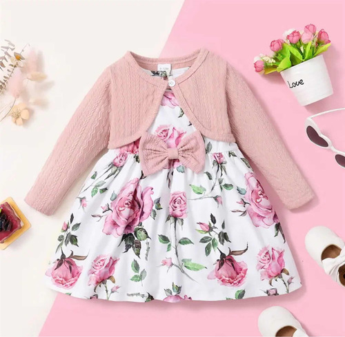 Conjunto Vestido Y Torera Bebé Niña, Flores