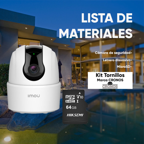 Imou Cámara Ta22cn-plus-64 Ranger 2mp Con Microsd 64gb Y Letrero Disuasivo Ip Domo Motorizado Wifi H.265 Autotracking Detección De Humanos Modo Privacidad Micrófono Y Bocina Integrada Ta22cn 3.6mm
