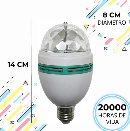 Imagen 2 de 5 de Lampara Led Giratoria 3w Rgb Foco 3 Colores Bolichera