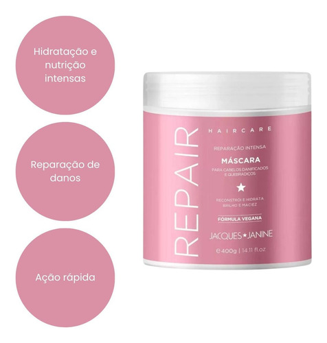 Kit Shampoo + Condicionador + Máscara Linha Repair Jacques