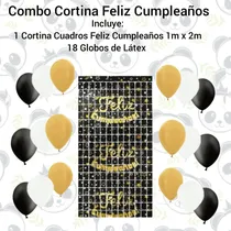 Comprar Combo Decoración Cortina Cuadros Feliz Cumpleaños + Globos 