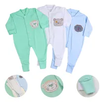 Comprar Kit 3 Macacão De Bebê Canelado Com Bordado Menino Menina