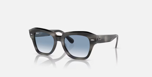 Ray-ban State Street Rb2186 Square . Celeste Degrade Gris Rayado Pulido Gris Rayado Pulido