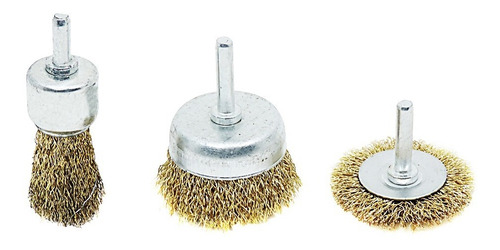 Imagen 2 de 5 de Cepillos X 3 Piezas Bronceados Para Taladro