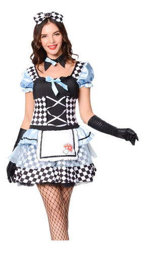 Halloween Alice In Wonderland Cosplay Traje De Maid Lolita A