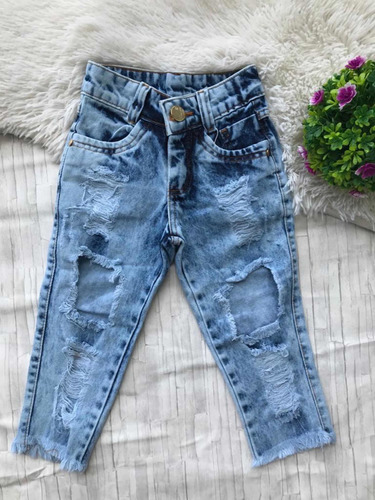 calça jeans destroyed infantil