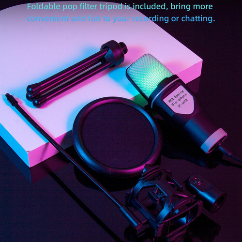 Micrófono De Condensador Iluminación Rgb Ajustable Para