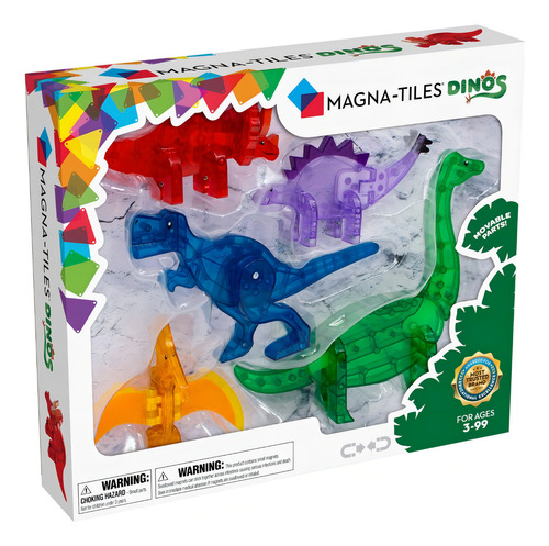 Magna Tiles Set Dinosaurios Magnéticos 05 Piezas Multicolor