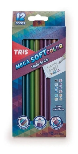 Lápis De Cor Tris Mega Soft 12 Cores Metálicas