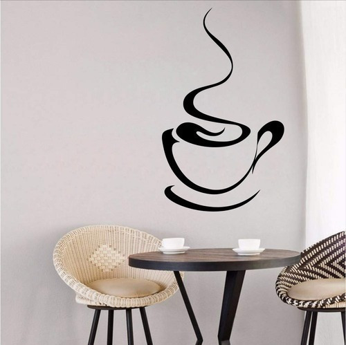 Xícara de café decorativa com silhueta de vinil para parede