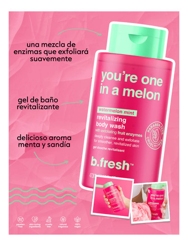 Gel De Baño Exfoliante B.fresh - Fragancia De Sandía-vegano