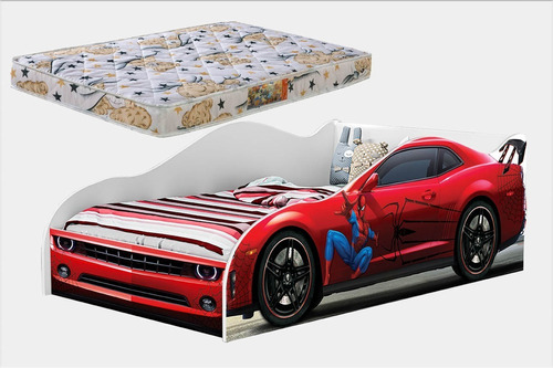 Mini Cama Carro Homem Aranha C/ Colchão Grátis- Lv Moveis 