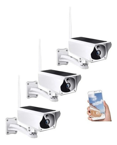 Packx3 Camaras Seguridad Ip Solar Camara Wifi Exterior 10107