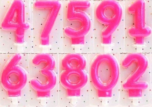 Vela Numero Con Brillo Rosa Para Torta 0 Al 9 Cumpleaños