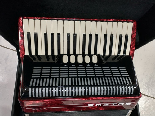 Acordeão Piano Hohner Amica Iii 72 - Vermelho Brilhante