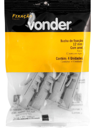 4 Buchas De Nylon 12mm C/ Anel - Vonder