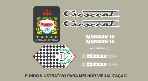 Adesivos Bicicleta Monark Crescent 10 1976 - Frete Grátis