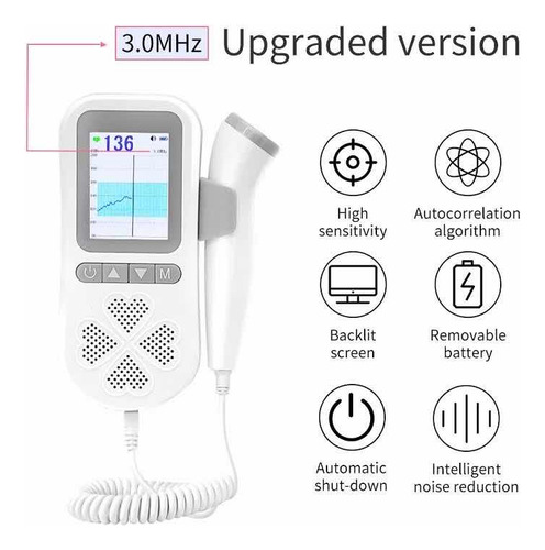 Monitor Doppler Fetal Recargable Con Gráfica De Curva.