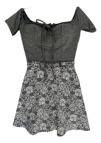 Vestido Corto Gris M