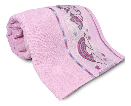 Toalha Banho Infantil Jacquard Appel 100% Algodão Macia Cor Unicórnio - Rosa