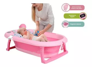 Bañera Para Bebes Niños Niñas Incluye Cojin Termometro Jely Color Rosa Bañera De Bebe