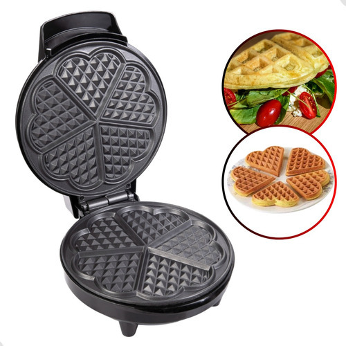 Máquina De Waffles Elétrica Portátil Formato De Coração