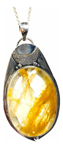 Gran Colgante Cuarzo De Oro Sanacion 100% Natural Cco-457