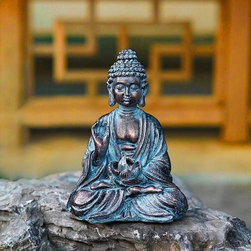 Buda Statue Art Craft With Solar Light Decorative Desk