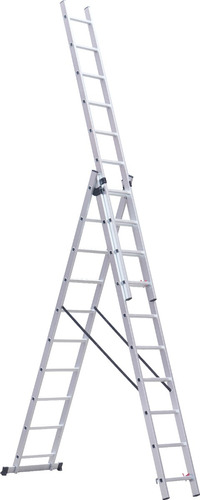 Escalera Aluminio Tijera Extensible 3 X 10 Escalones Cronos Plateado