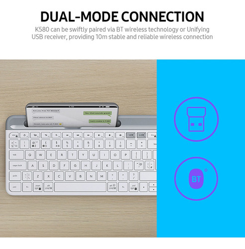 Logitech K580 Teclado Inalámbrico De Oficina Bt&unificar Mod