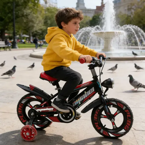 Bicicleta Infantil 16 Pulgadas Negro Y Naranja Con Accesorio