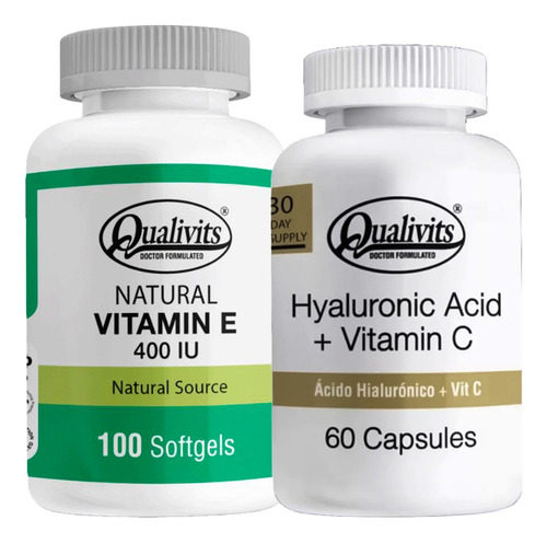 Vitamina E 400 Ui + Ácido Hialurónico, Vitamina C Qualivits