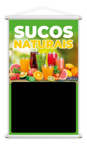 Banner Sucos Naturais Frutas Colorido Fundo Preto Grande