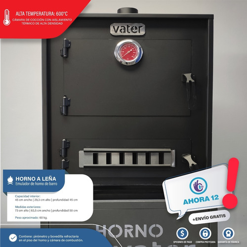 Imagen 4 de 9 de Horno Vater Bajo Consumo De Leña. Emula Horno De Barro