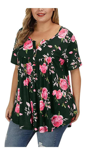 Blusa Verano Para Dama Talla Grande Casual Cuello 5