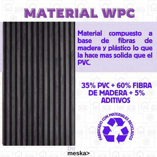 Revestimiento Wpc Muros Lambrín 3d Set 12 1mx16cm Inmatmex