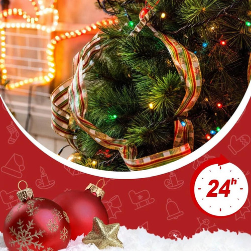 Fita Natal Prateada Laços De Natal Decoração Enfeitar 7mts