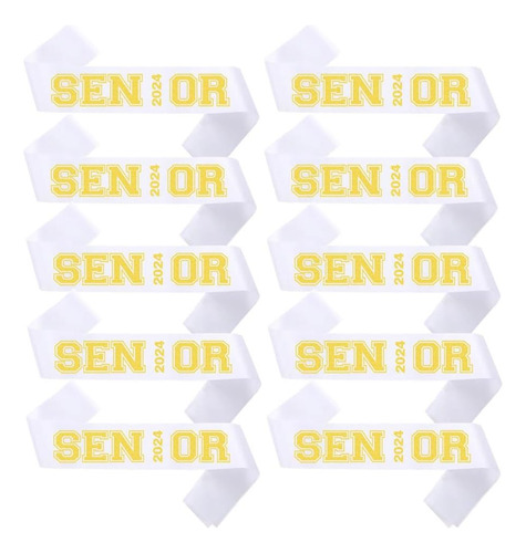 Senior Sash 2024, Fajas Blancas, Paquete De 10 Con Letras Do