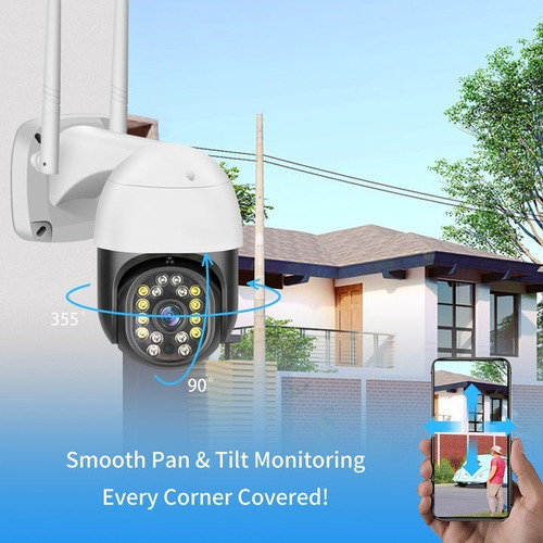 Cámara Exterior 1080p Wifi Seguridad Inalambrica Fhd 8+8leds Audio Bidireccional Giro Horizontal: 355 ° Vertical : 90 °