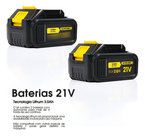 Esmerilhadeira Angular 125mm 600w 2 Baterias 21v 110/220v