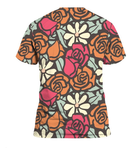 Camiseta 3d Unisex Mexicana Con Flores Abstractas Coloridas