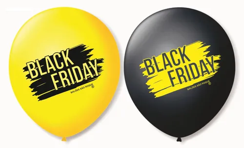Paquete de globos de látex con estampado N°9 Black Friday de 25 unidades