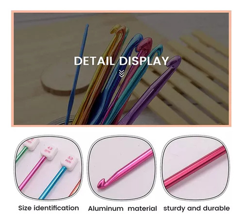 Set Of Aluminum Tunisian Crochet Needles, Kit
