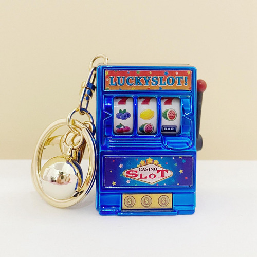 Mini Máquina Tragamonedas Llavero Miniatura Azul