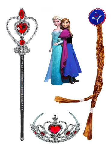 Frozen Set De Trenza + Varita + Corona De Elsa Y Anna