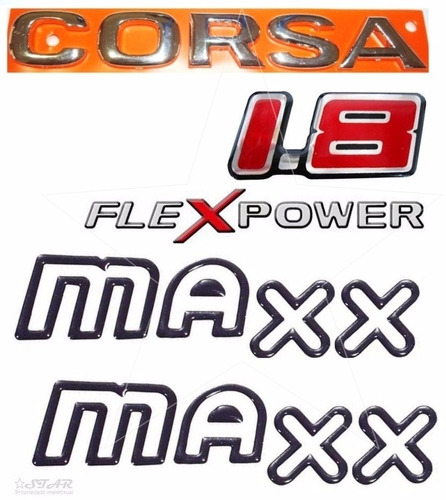 Emblemas Corsa Hatch 1.8 Flexpower + Maxx Preto - 2003 À 07